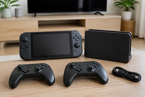 Handheld console with dock and controllers